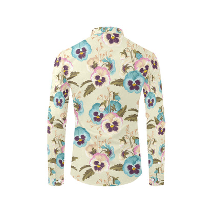 Pansy Pattern Print Design A02 Men's Long Sleeve Shirt