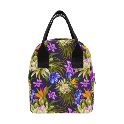Water Lily Pattern Print Design WL08 Insulated Lunch Bag