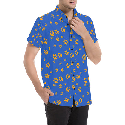 Paw Pattern Print Design A03 Men's Short Sleeve Button Up Shirt