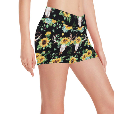 Sunflower Pattern Print Design SF08 Yoga Shorts