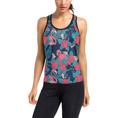 Flamingo Red Hibiscus  Pattern Women's Racerback Tank Top