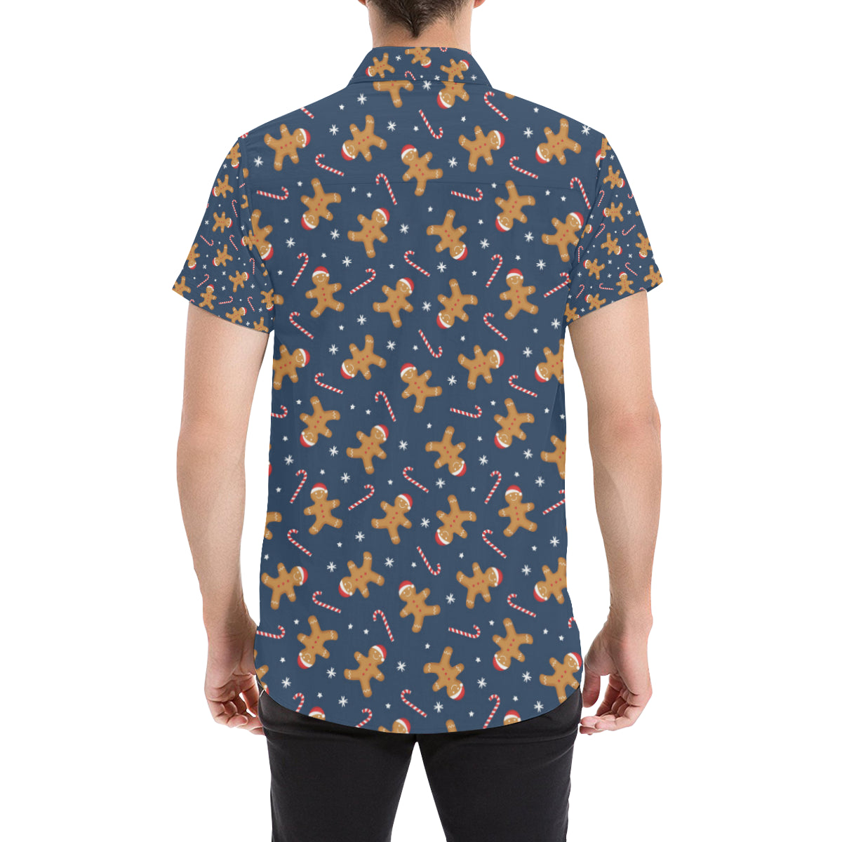 Gingerbread Pattern Print Design 01 Men's Short Sleeve Button Up Shirt