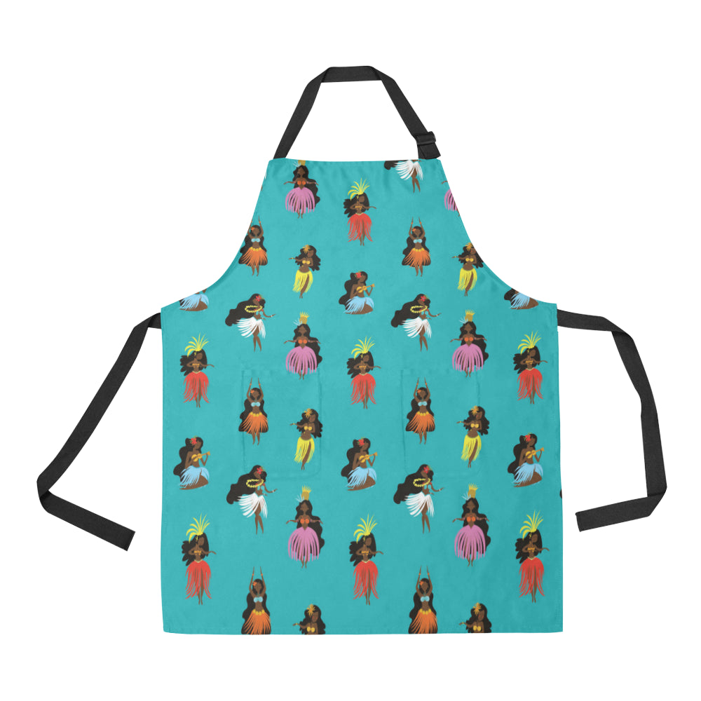 Hula Dancers Pattern Print Design 04 Apron with Pocket
