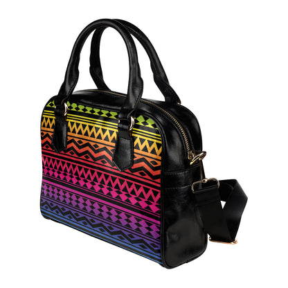 Rainbow Tribal Pattern Print Design A02 Shoulder Handbag