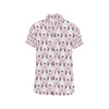 Bull Terrier Pink Print Pattern Men's Short Sleeve Button Up Shirt