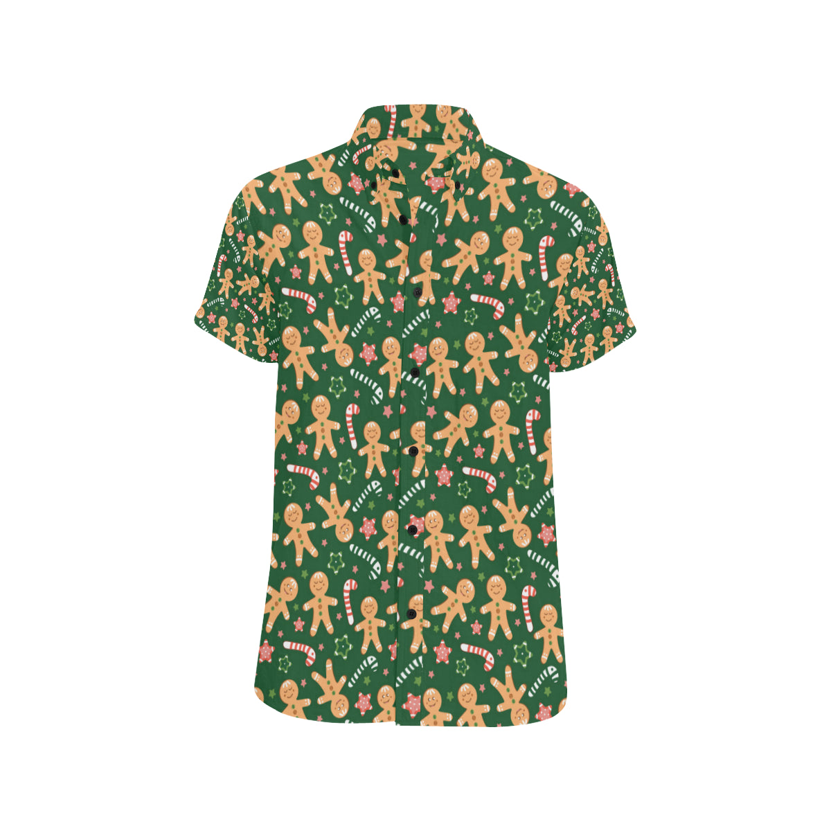 Gingerbread Pattern Print Design 04 Men's Short Sleeve Button Up Shirt