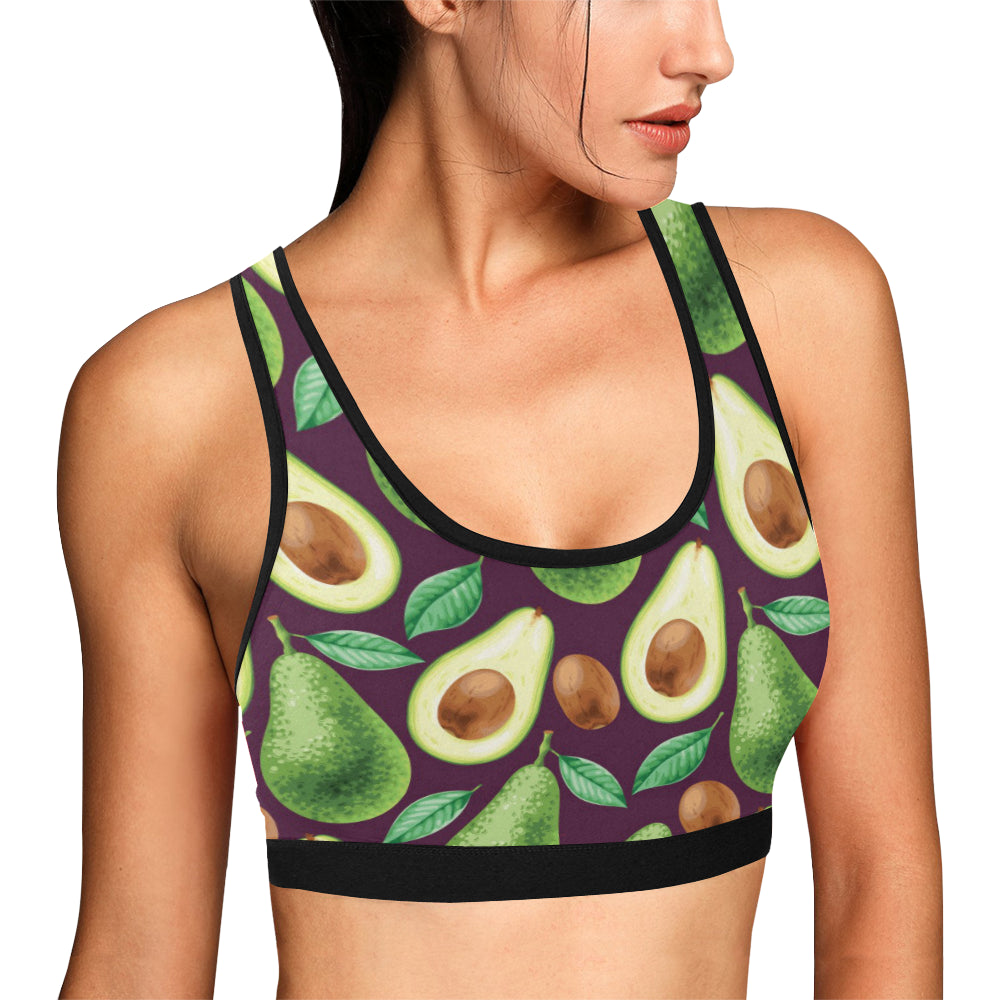 Avocado Pattern Print Design AC08 Sports Bra