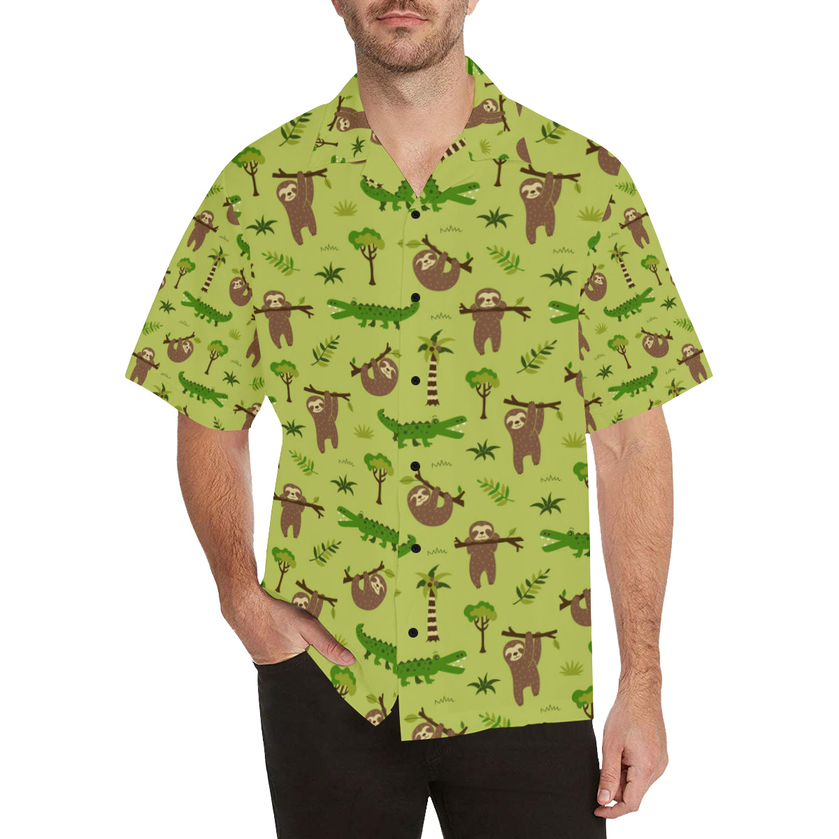 Alligator Pattern Print Design 04 Men's Hawaiian Shirt