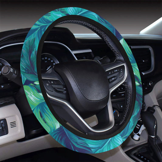 Banana Leaf Pattern Print Design BL05 Steering Wheel Cover with Elastic Edge