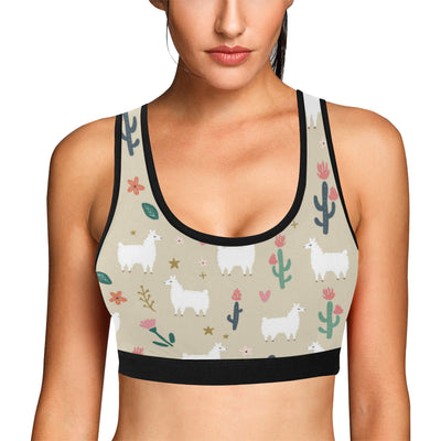 Llama Cactus Pattern Print Design 09 Sports Bra