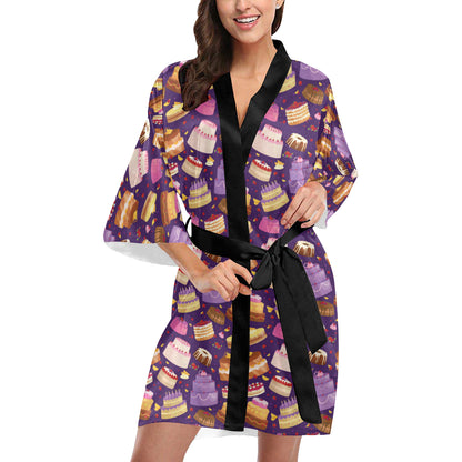 Cake Pattern Print Design 05 Women's Short Kimono