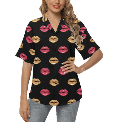 Lip Pattern Print Design 03 Women's Hawaiian Shirt