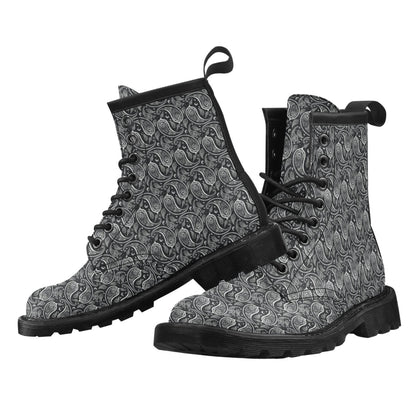 Paisley Black Design Print Women's Boots