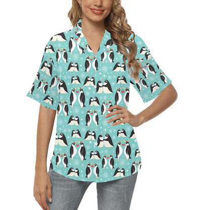 Penguin Love Print Women's Hawaiian Shirt