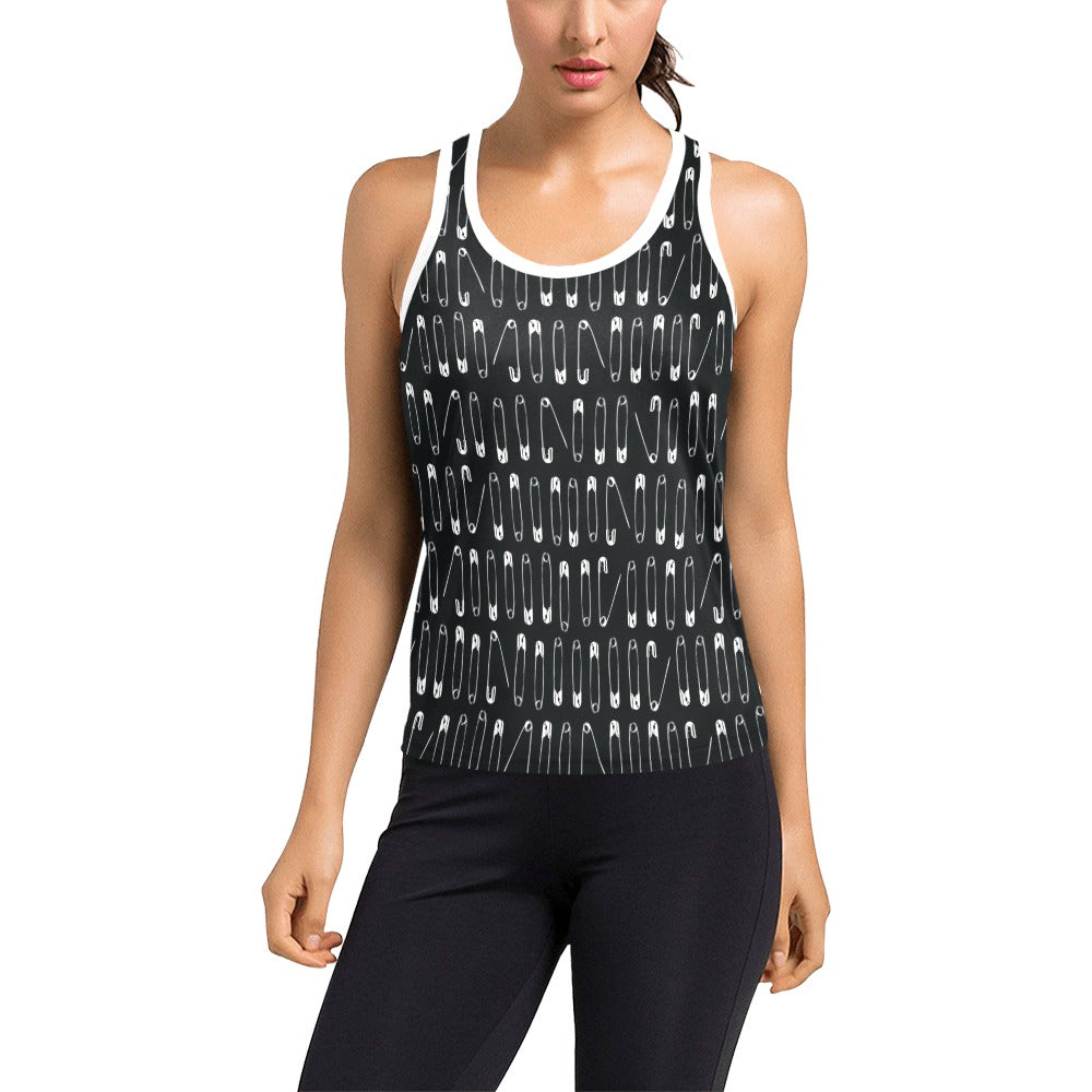 Safety Pin Print Design LKS302 Women's Racerback Tank Top