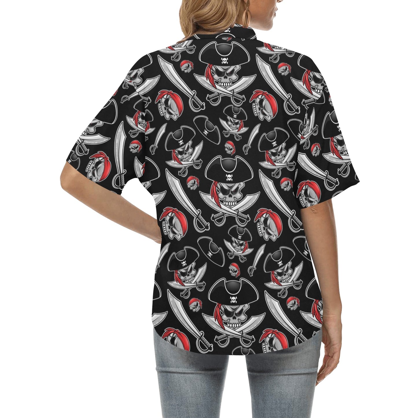 Pirate Pattern Print Design A05 Women's Hawaiian Shirt