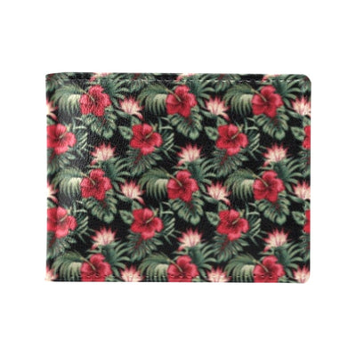 Flower Hawaiian Red Hibiscus Design Print Men's ID Card Wallet