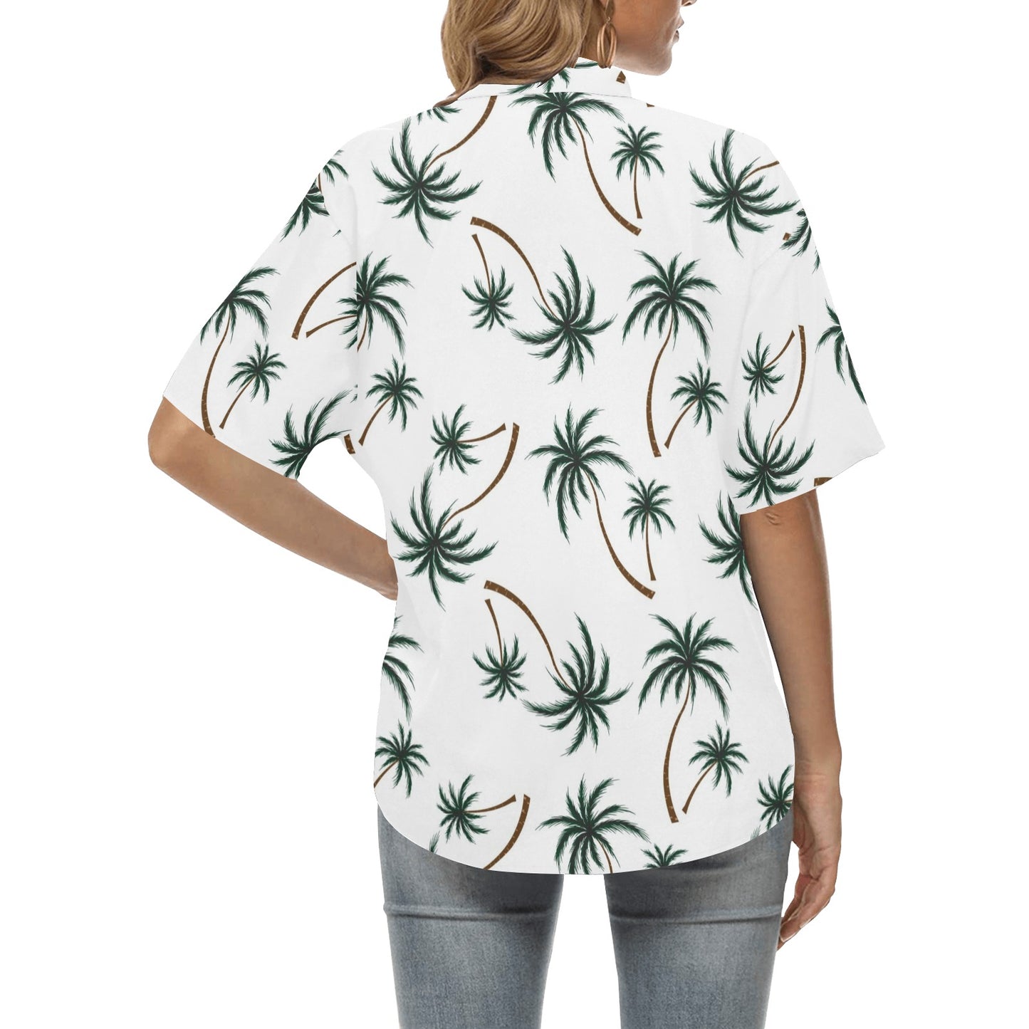 Palm Tree Pattern Print Design PT07 Women's Hawaiian Shirt