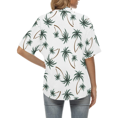 Palm Tree Pattern Print Design PT07 Women's Hawaiian Shirt