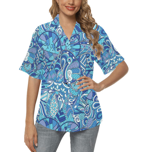 Funky Retro Pattern Print Design A02 Women's Hawaiian Shirt