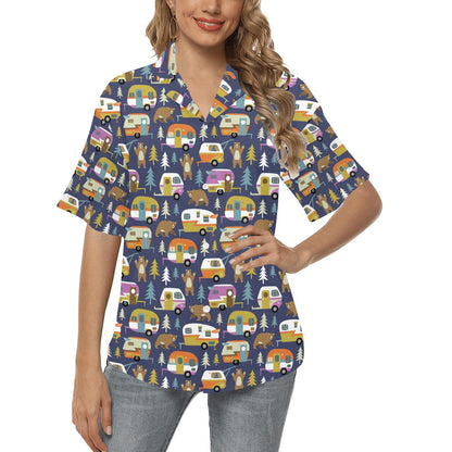 Camper Pattern Print Design 04 Women's Hawaiian Shirt
