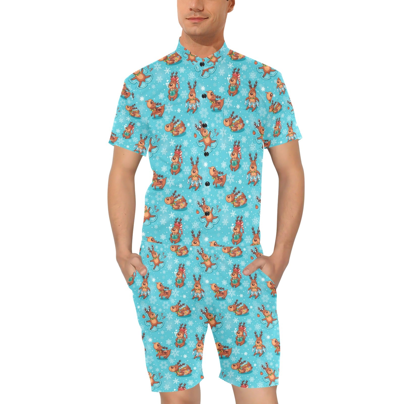 Reindeer Print Design LKS402 Men's Romper