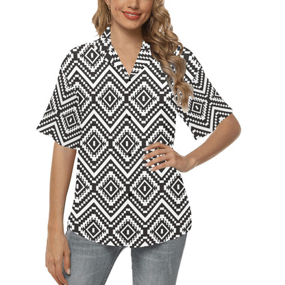 Tribal Pattern Print Design LKS303 Women's Hawaiian Shirt