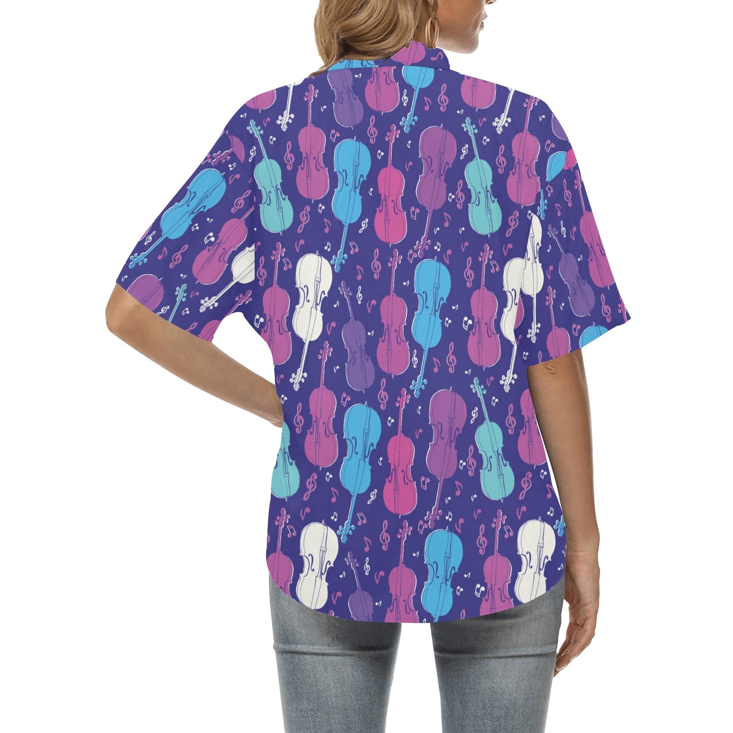 Cello Pattern Print Design 01 Women's Hawaiian Shirt