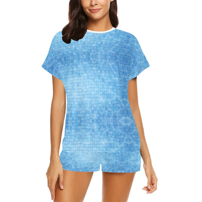 Swimming Pool Print Design LKS302 Women's Short Pajama Set