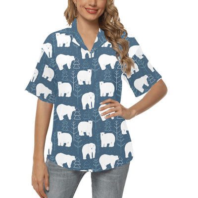 Polar Bear Pattern Print Design A01 Women's Hawaiian Shirt