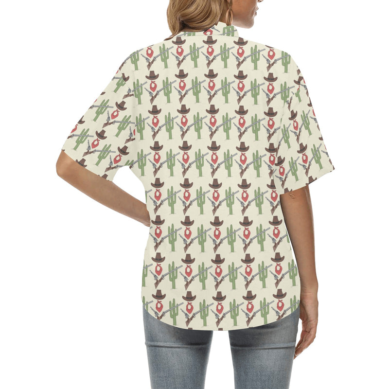 Western Cowboy Print Women's Hawaiian Shirt