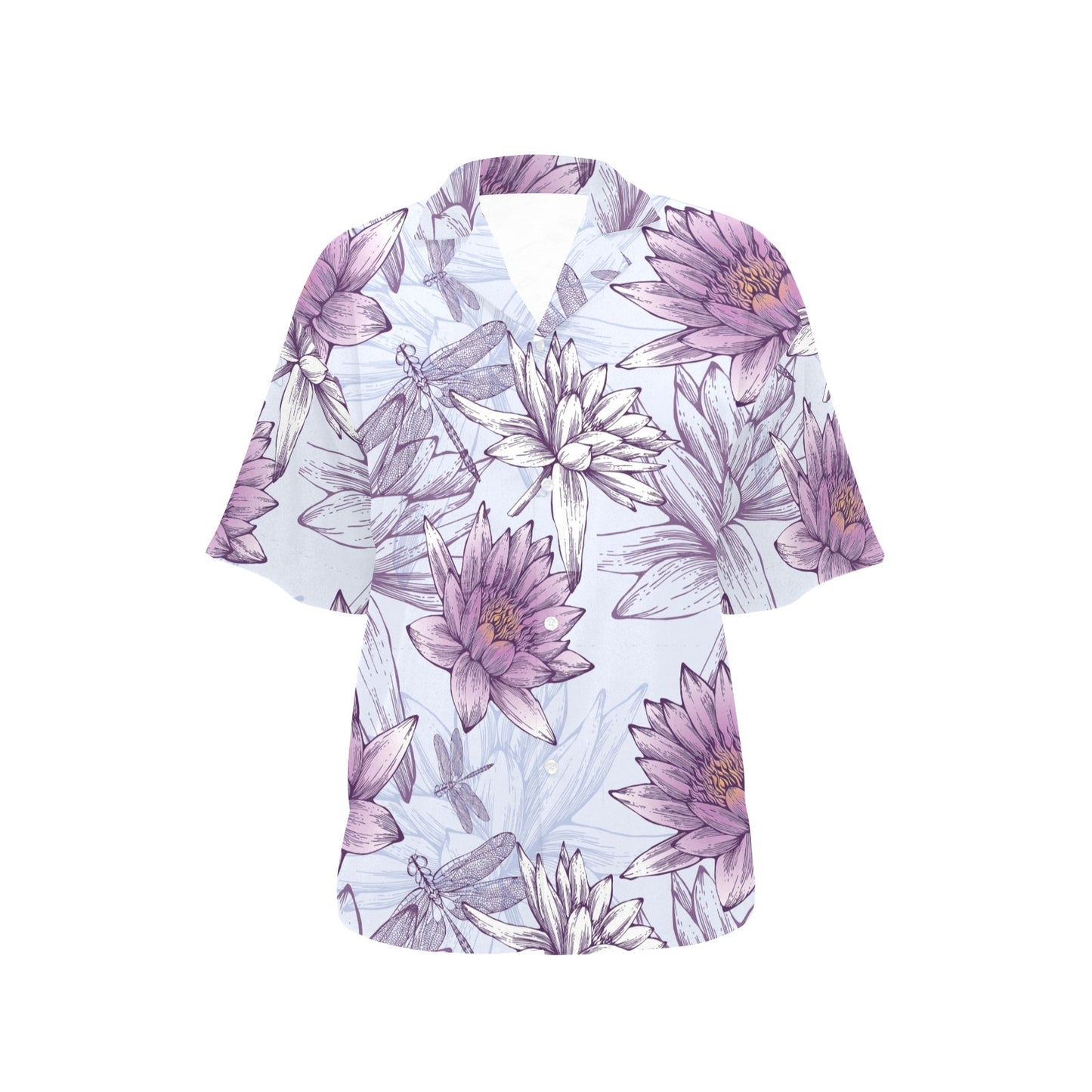 Water Lily Pattern Print Design WL01 Women's Hawaiian Shirt