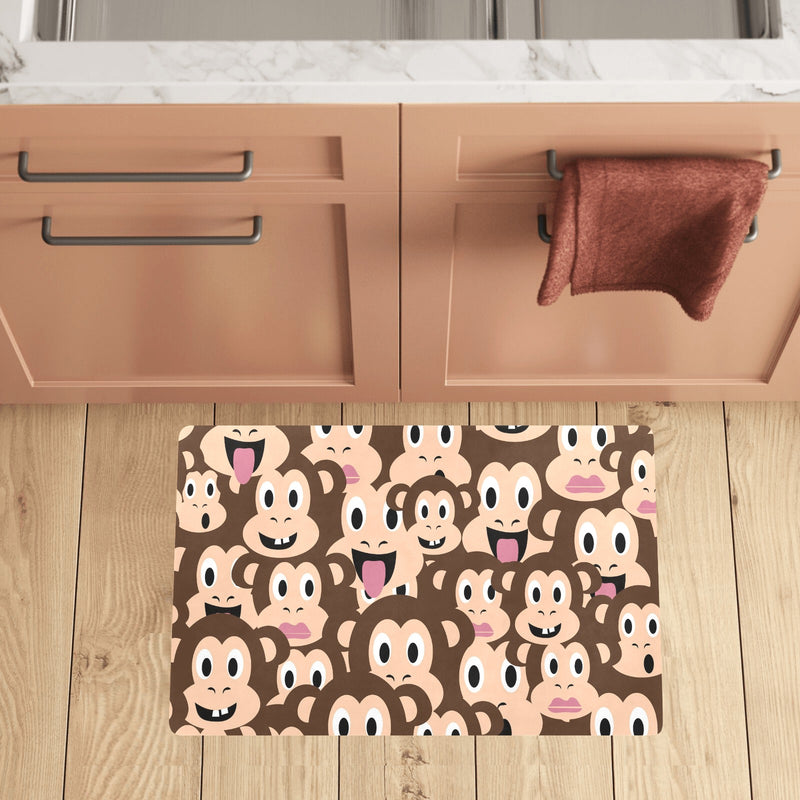 Emoji Monkey Print Pattern Kitchen Mat