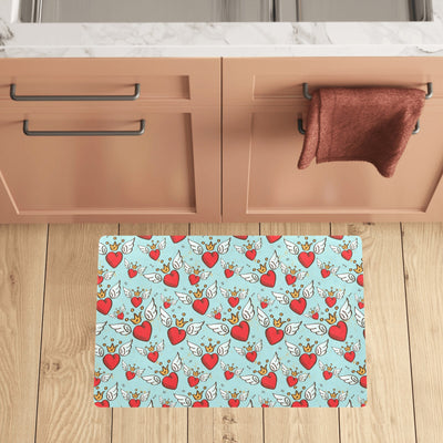 Angel Wings Heart Pattern Print Design 02 Kitchen Mat