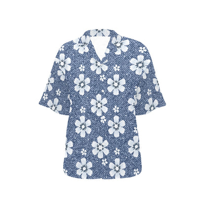 Jean Flower Pattern Print Design 03 Women's Hawaiian Shirt