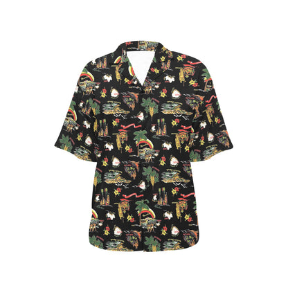 Hawaiian Island Themed Print Women's Hawaiian Shirt