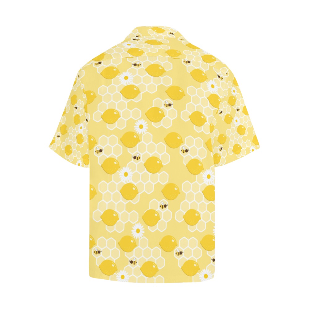 Honey Bee Honeycomb Print Design LKS3010 Men's Hawaiian Shirt