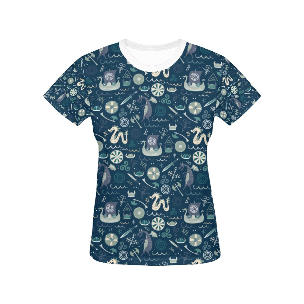 Vikings Print Design LKS305 Women's  T-shirt