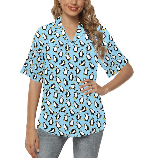 Penguin Happy Print Women's Hawaiian Shirt