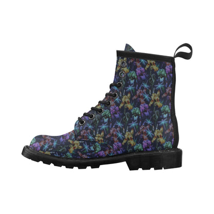 Dragonfly With Floral Print Pattern Women's Boots