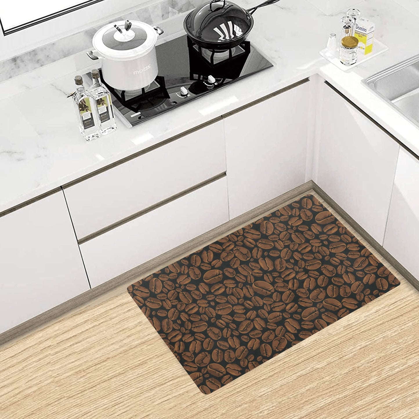Coffee Pattern Print Design 01 Kitchen Mat