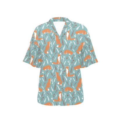 Fox Forest Print Pattern Women's Hawaiian Shirt