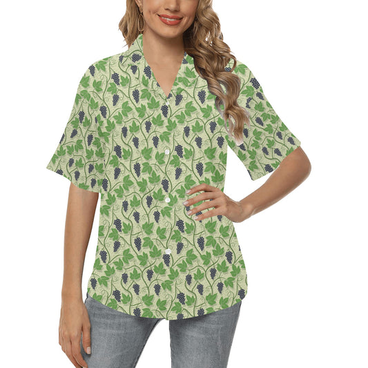 Wine Grape Thmed Print Women's Hawaiian Shirt