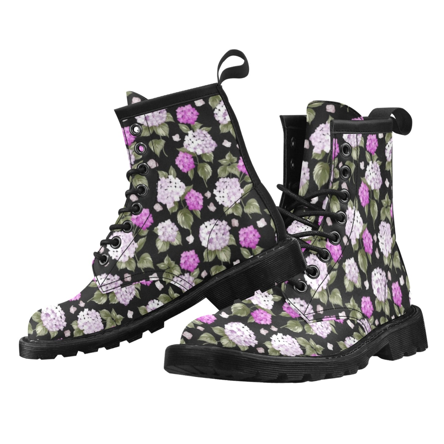 Hydrangea Pattern Print Design HD011 Women's Boots