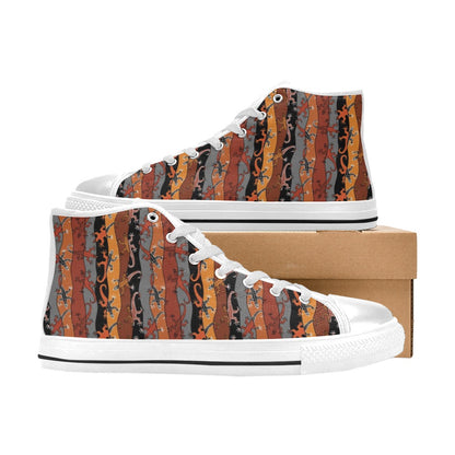 lizard Print Design LKS403 High Top Women's White Shoes