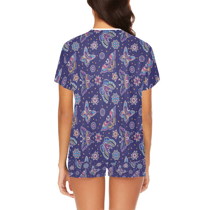 Butterfly Print Design LKS303 Women's Short Pajama Set