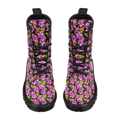 Tropical Folower Pink Hibiscus Print Women's Boots