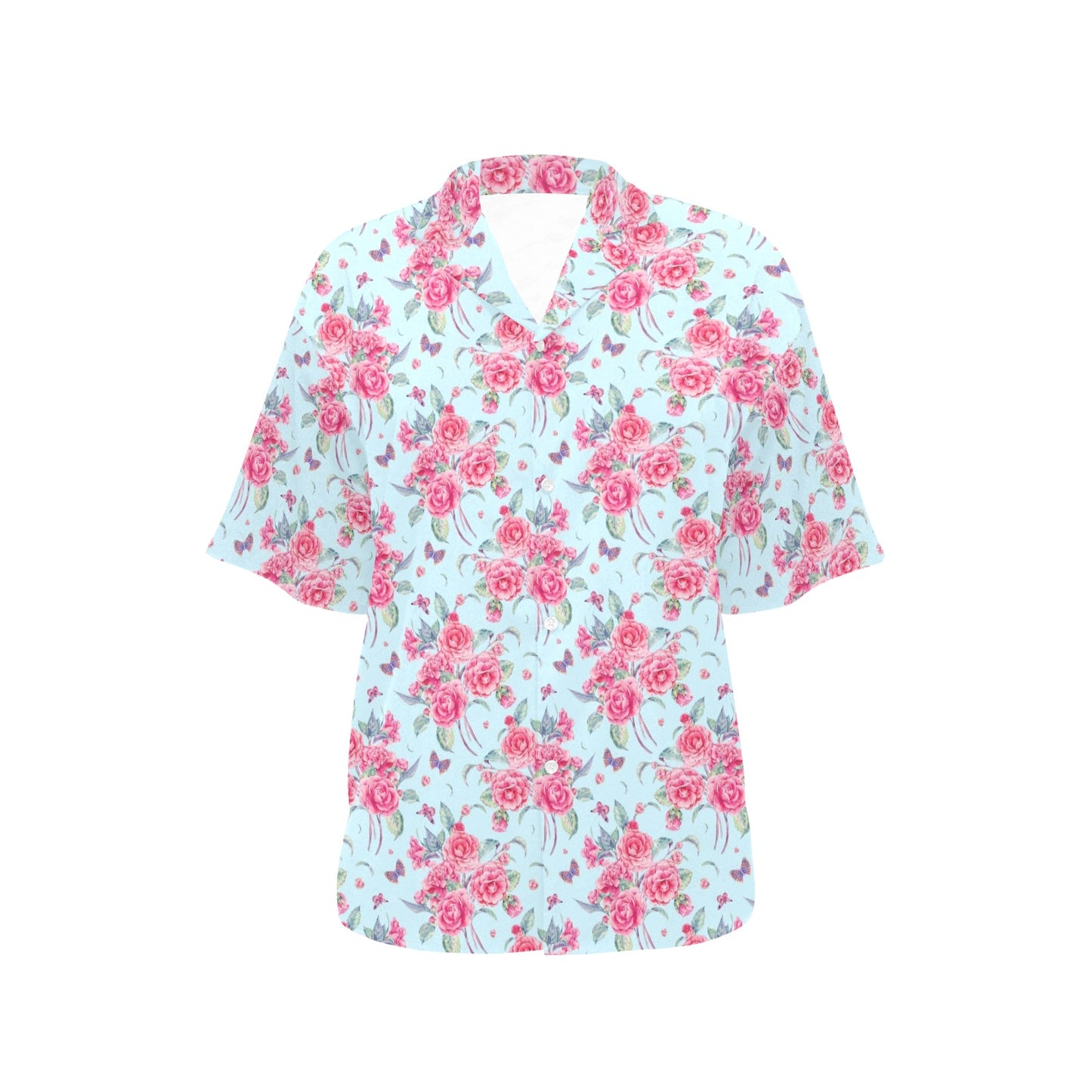 Camellia Pattern Print Design 01 Women's Hawaiian Shirt