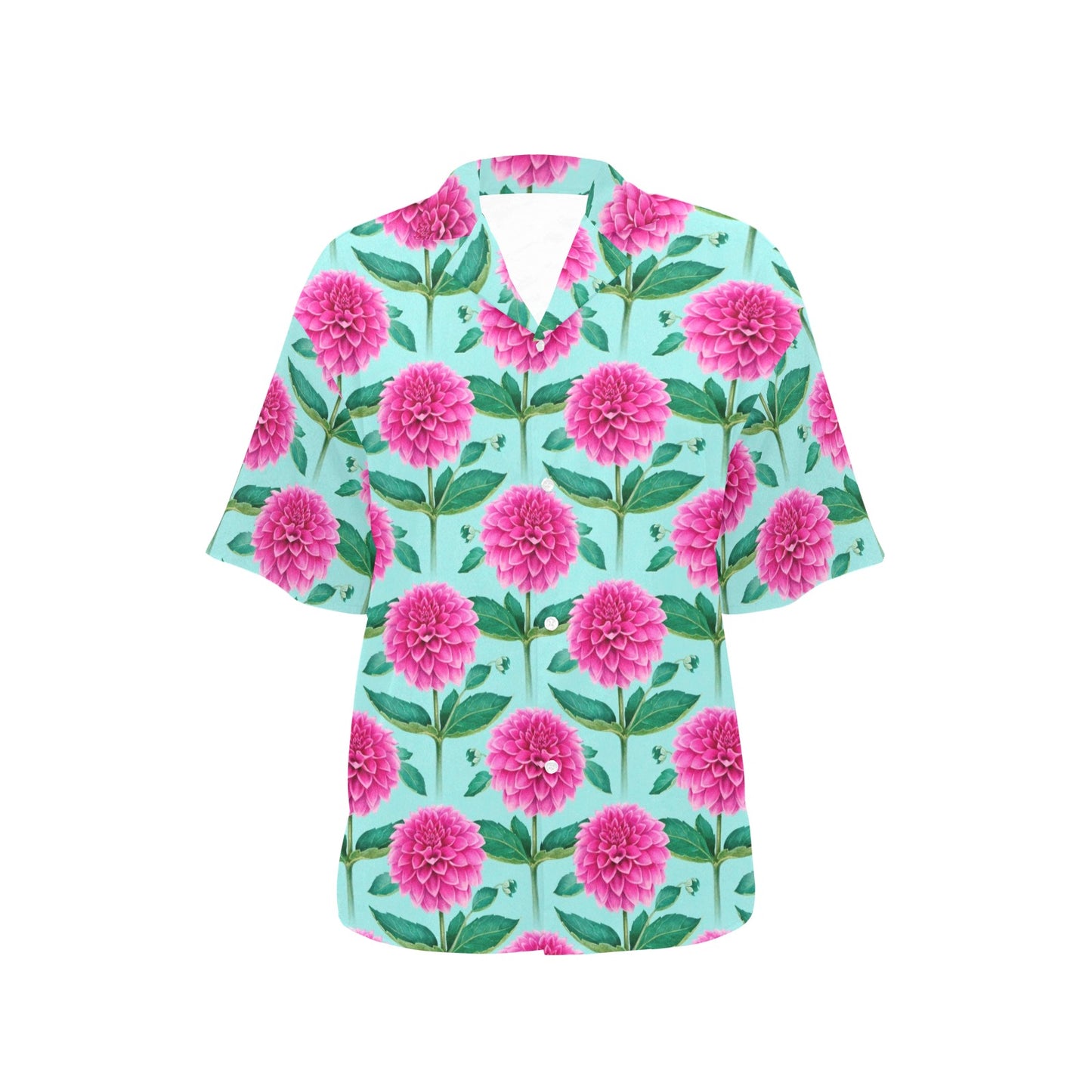 Dahlia Pattern Print Design DH08 Women's Hawaiian Shirt