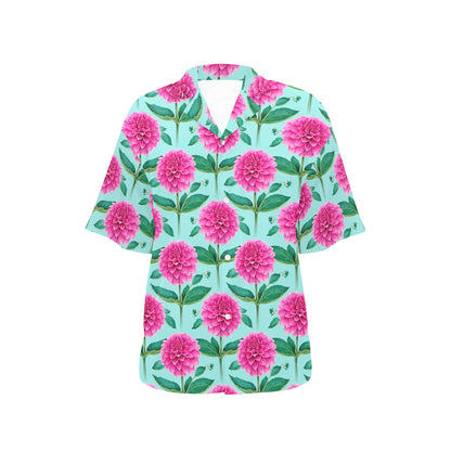 Dahlia Pattern Print Design DH08 Women's Hawaiian Shirt